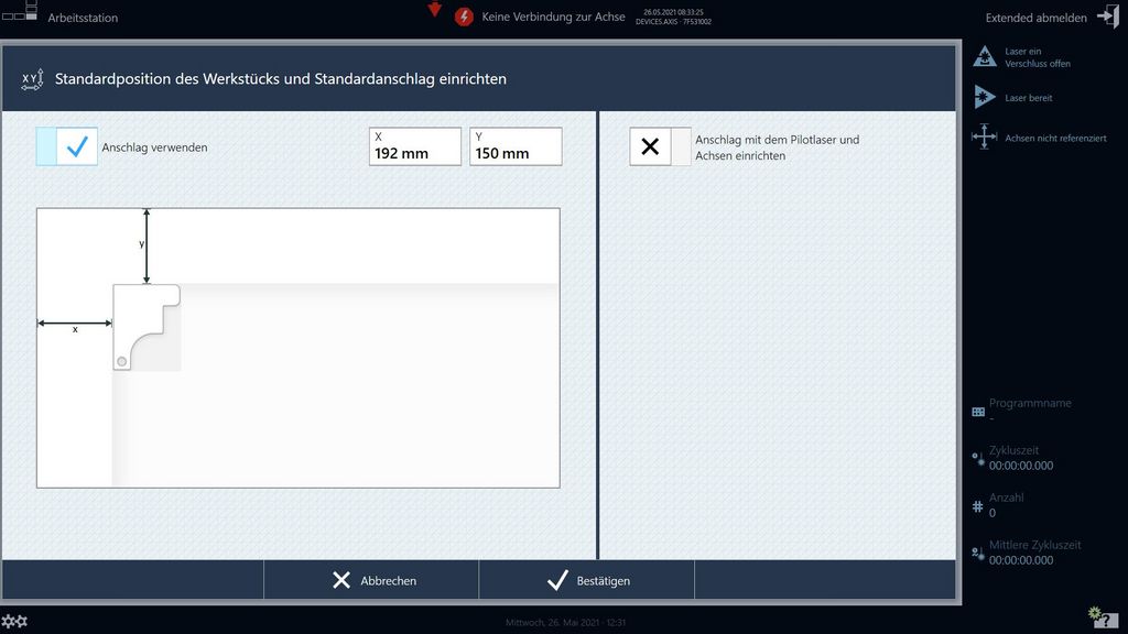 TruTops Mark 3D, screenshot of positioning tool