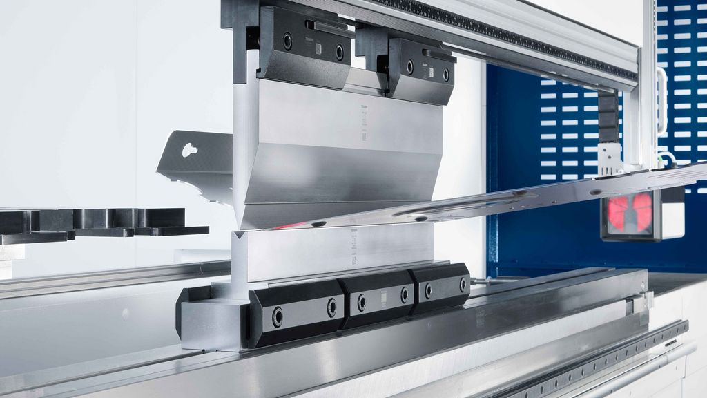 Sheet metal is bent on a bending machine using a Classic Style tool from TRUMPF